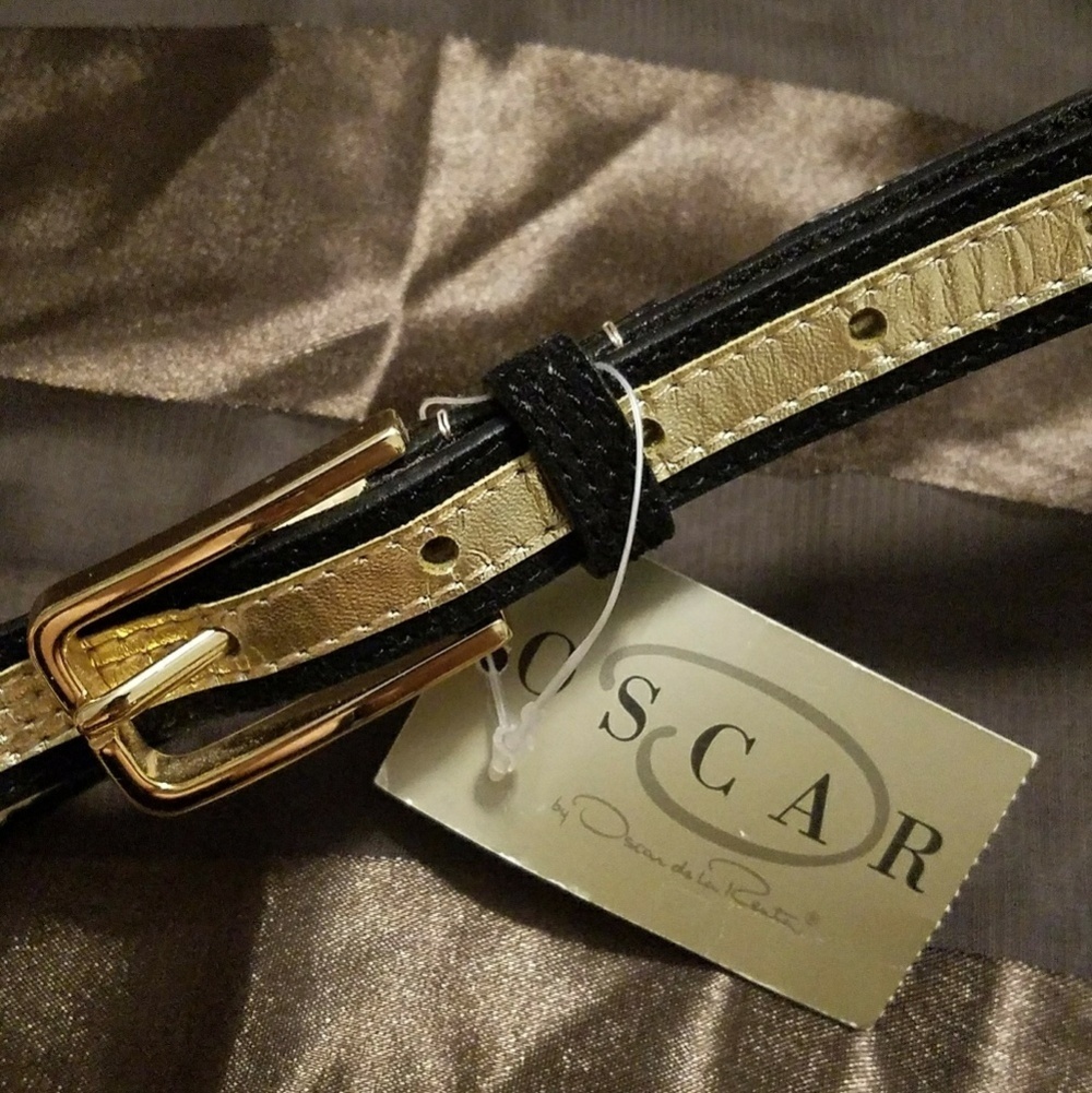 Vintage Oscar De La Renta Black/Gold Belt
